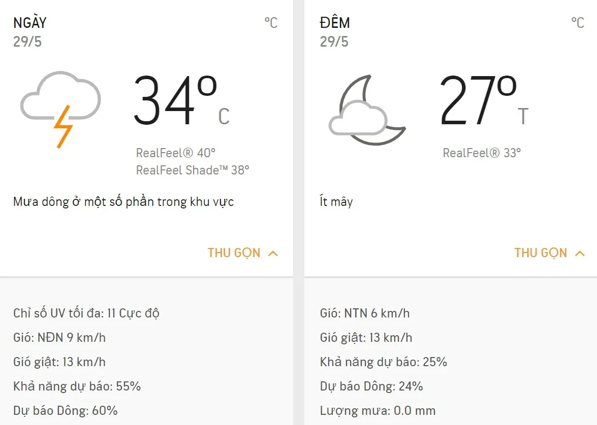Dự báo thời tiết TPHCM hôm nay 29/5: Ngày nắng, chiều có mưa dông