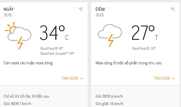 Dự báo thời tiết TPHCM hôm nay 31/5: Mưa dông rải rác vào trưa và chiều