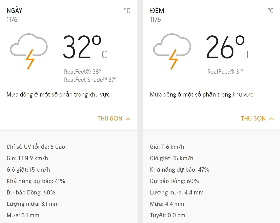 Dự báo thời tiết TPHCM hôm nay 11/6: Mưa dông, có thể gây ngập 1 số tuyến đường trũng, thấp