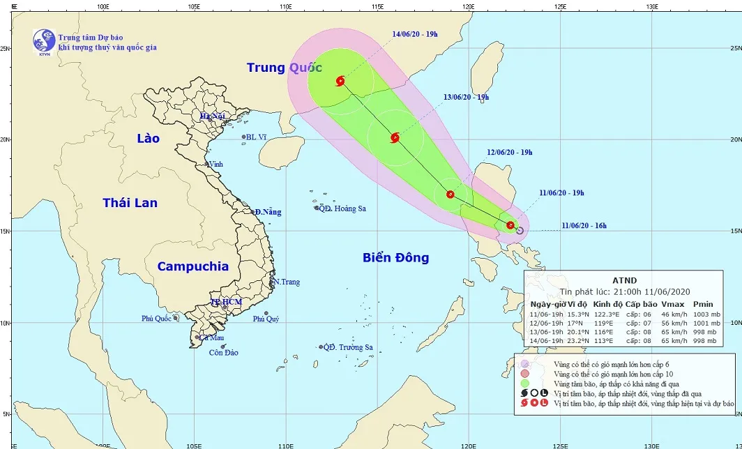 Thời tiết ngày 11/06/2020: Xuất hiện áp thấp nhiệt đới gần biển Đông