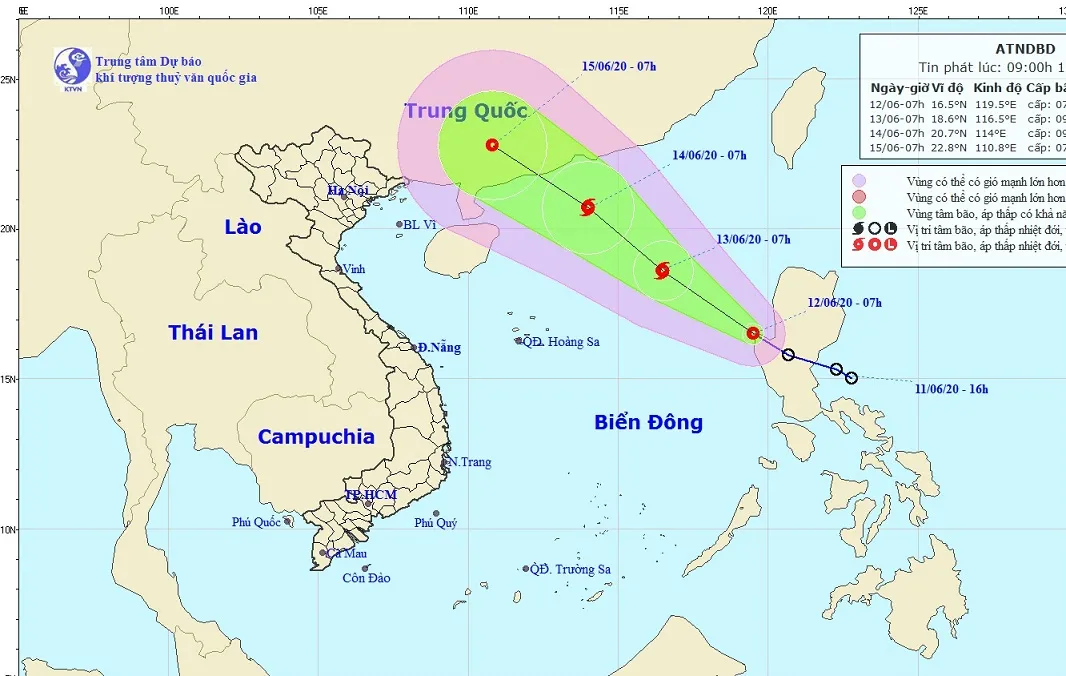 Tin áp thấp nhiệt đới 12/6: Trong 24 giờ tới, khu vực Bắc Biển Đông sẽ bị ảnh hưởng