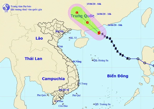 Bão số 1 sẽ đi vào đất liền tỉnh Quảng Đông sau đó suy yếu thành áp thấp nhiệt đới