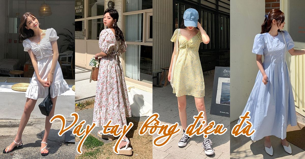 5 mẫu váy tay bồng điệu đà cứ diện là xinh ‘hết nấc’