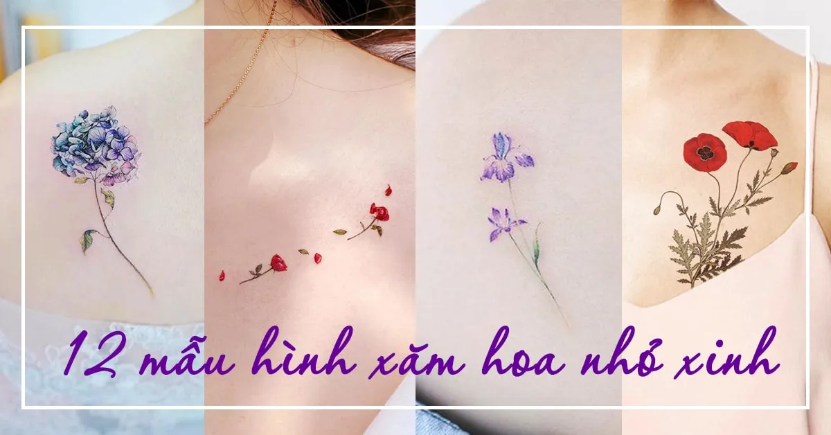 Hình xăm hoa hồng mini đơn giản mà đẹp ở chân, tay, lưng, vai, cổ, sau gáy