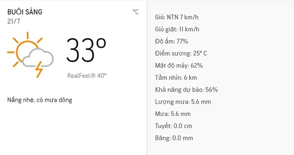 Dự báo thời tiết TPHCM hôm nay 21/7: Sáng nắng nhẹ, trưa có mưa dông