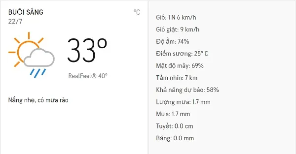 Dự báo thời tiết TPHCM hôm nay 22/7: Chiều mây từng đợt, tối có mưa dông