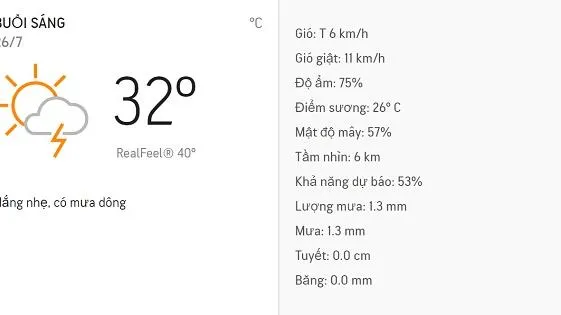 Dự báo thời tiết TPHCM hôm nay 26/7: Ngày nhiều mây, có mưa