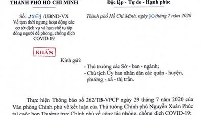 TPHCM cấm tụ tập từ 30 người, đóng cửa bar, vũ trường, đeo khẩu trang nơi công cộng…