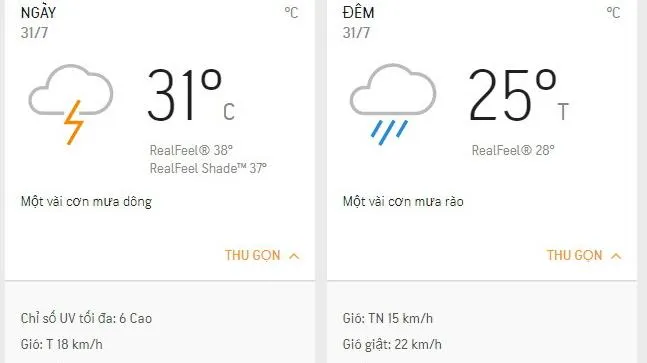 Dự báo thời tiết TPHCM hôm nay 31/7: Trời mát, có mưa dông và gió mạnh