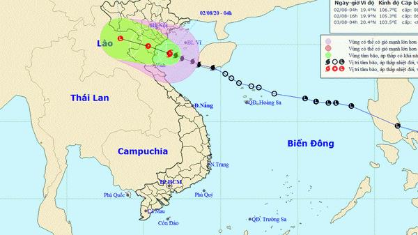 Hôm nay 2/8, bão số 2 đi vào đất liền và suy yếu thành áp thấp nhiệt đới