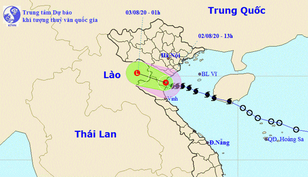 Bão số 2 đã suy yếu thành áp thấp nhiệt đới, sức gió mạnh cấp 6
