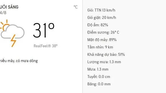 Dự báo thời tiết TPHCM hôm nay 4/8: Chiều có mưa dông rải rác