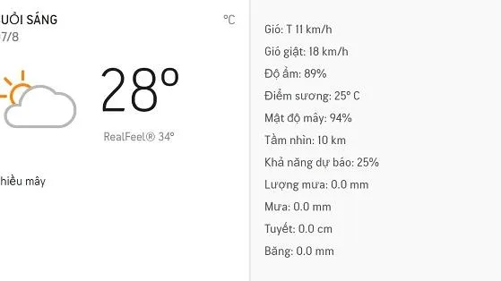 Dự báo thời tiết TPHCM hôm nay 07/08/2020: Sáng nhiều mây, chiều mưa dông rải rác