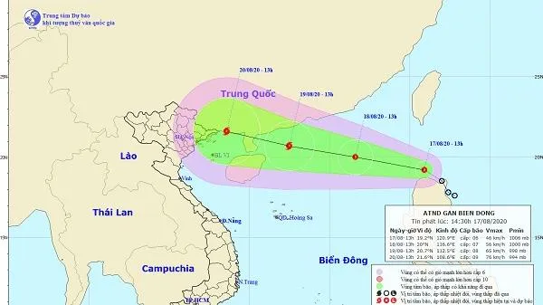 Tin áp thấp nhiệt đới 17/8: Sức gió mạnh nhất cấp 6, giật cấp 8