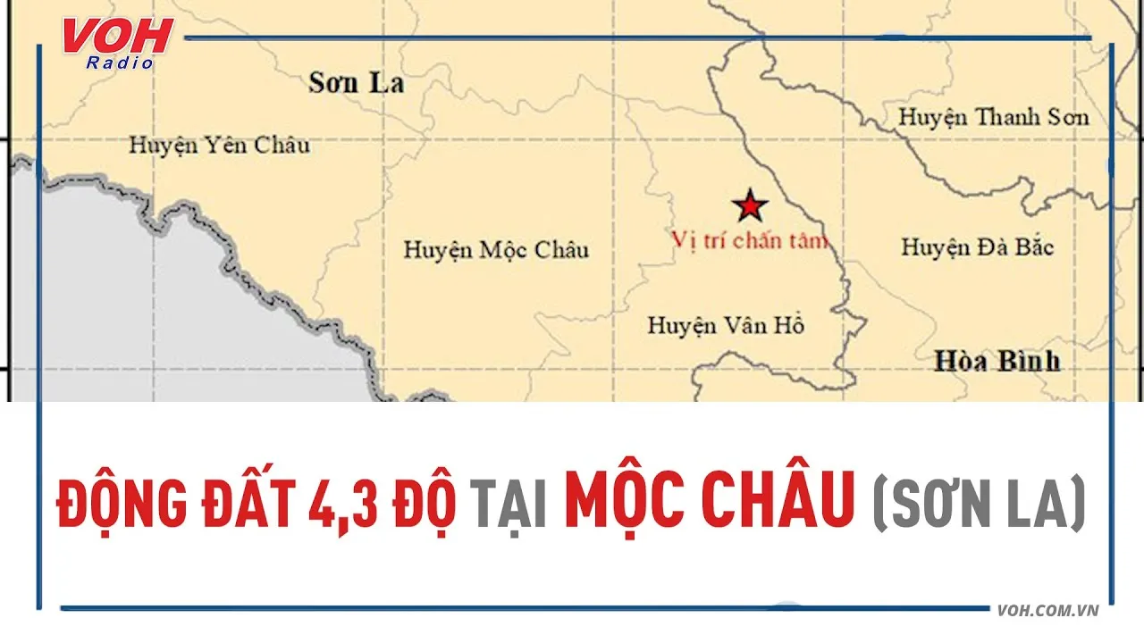 Động đất 4,3 độ tại Mộc Châu (Sơn La)
