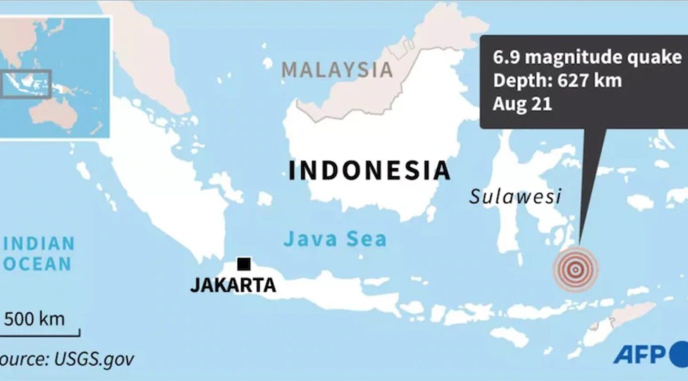 Động đất mạnh 6,9 độ richter ngoài khơi Indonesia