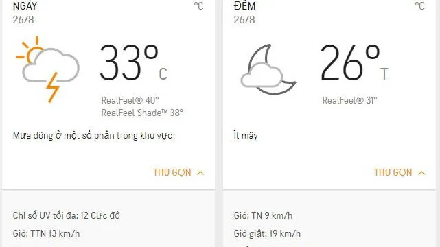 Dự báo thời tiết TPHCM hôm nay 26/08: Sáng nhiều nắng, chiều có mây thay đổi