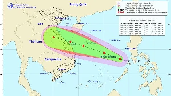 Bão số 5 di chuyển theo hướng Tây Tây Bắc, sức gió mạnh cấp 8 