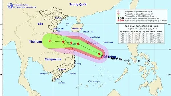 Tin bão: Bão số 5 gây mưa to khu vực miền Trung