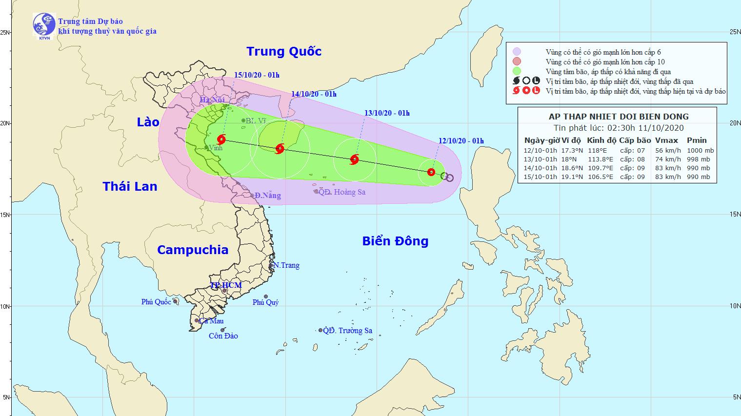 Áp thấp nhiệt đới có khả năng mạnh lên thành bão