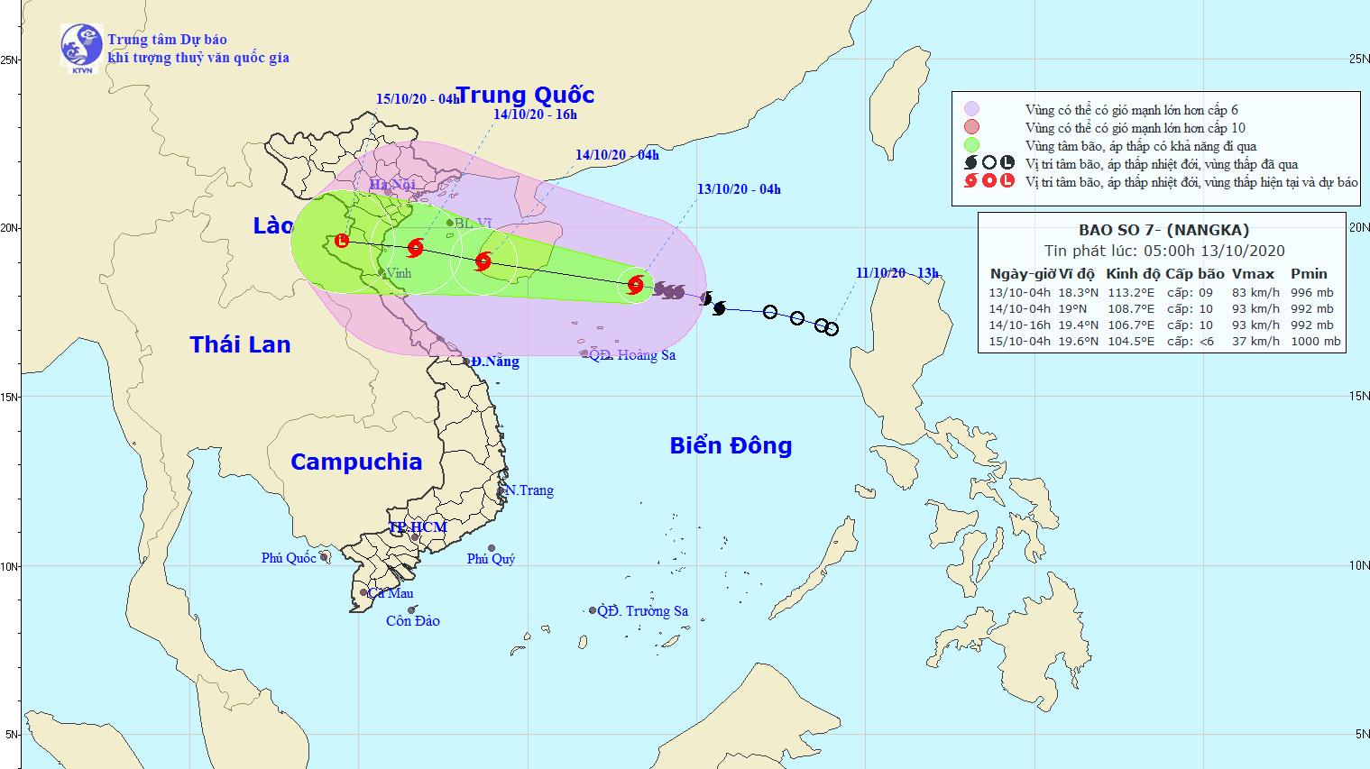 Bão số 7 mỗi giờ đi được khoảng 20km và có khả năng mạnh thêm