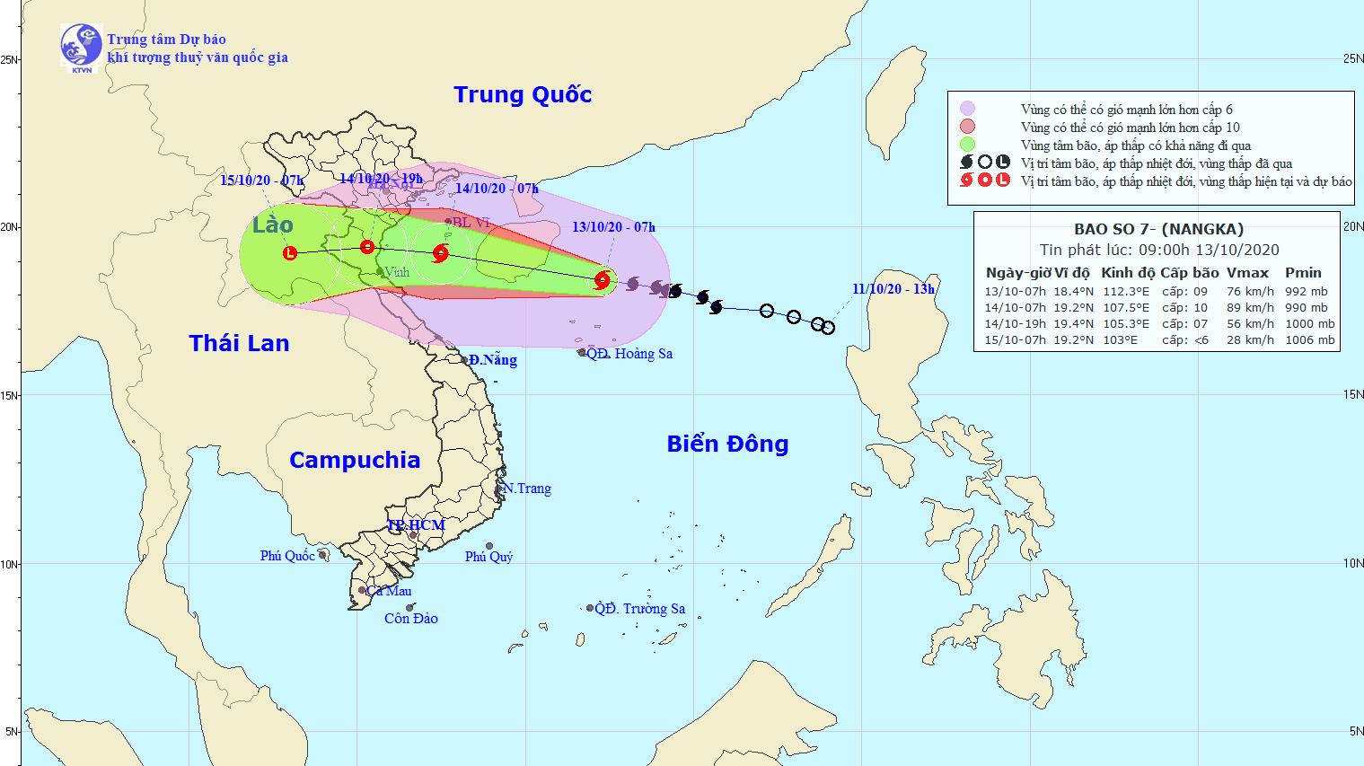 Bão số 7 giật cấp 11, di chuyển theo hướng Tây Tây Bắc