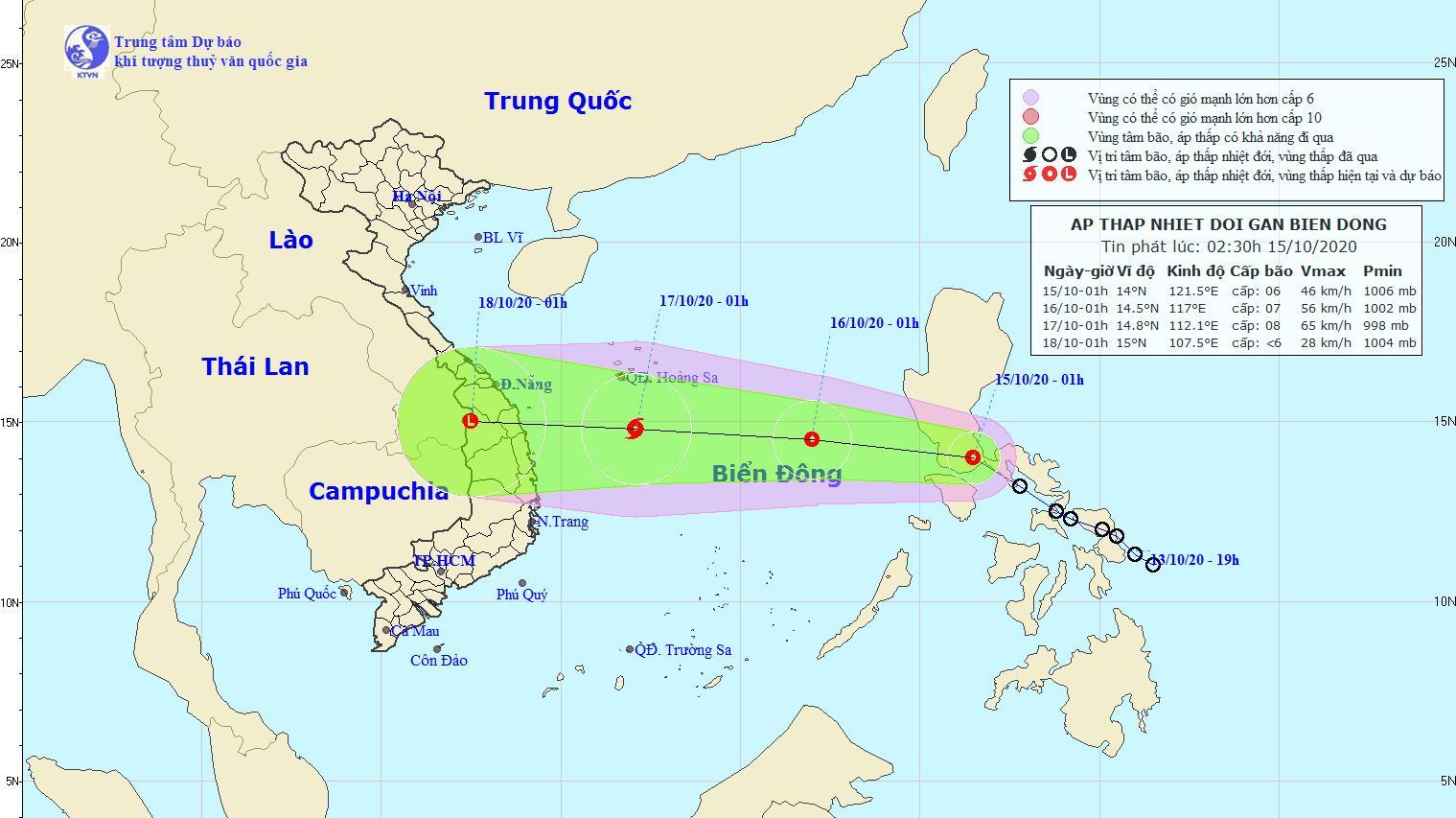 Áp thấp nhiệt đới đi vào Biển Đông và có khả năng mạnh thêm