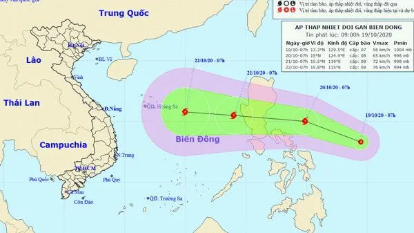 Áp thấp nhiệt đới ở phía Đông Philippines, có thể mạnh lên thành bão