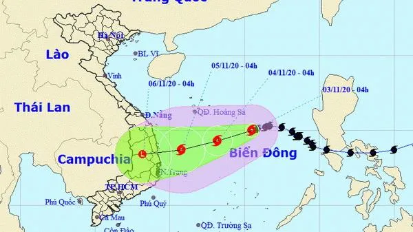 Bão số 10 di chuyển chậm theo hướng Tây Tây Nam