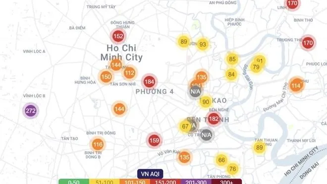 Sáng 5/11, TPHCM có chất lượng không khí ở mức nguy hại, ảnh hưởng đến phổi