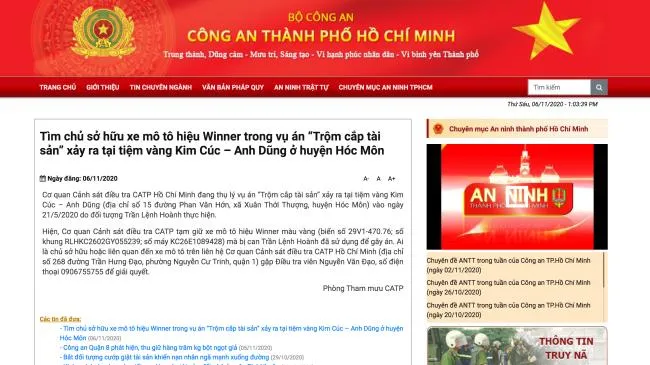 Tin pháp luật ngày 6/11: Tìm chủ sở hữu xe Winner trong vụ trộm cắp tại tiệm vàng