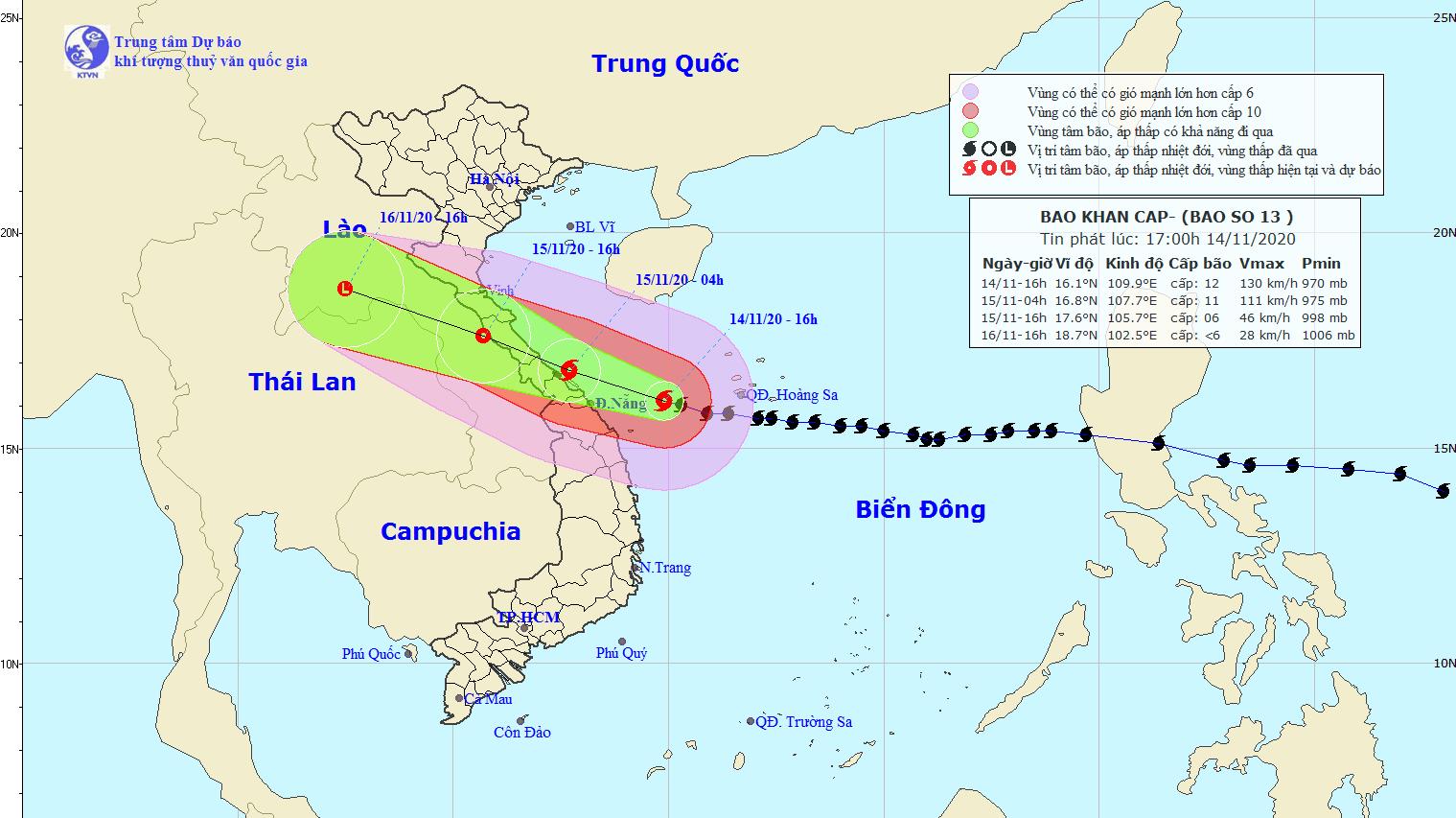 Tin bão số 13: Vùng biển từ Hà Tĩnh đến Quảng Ngãi có mưa bão, gió mạnh cấp 8-9