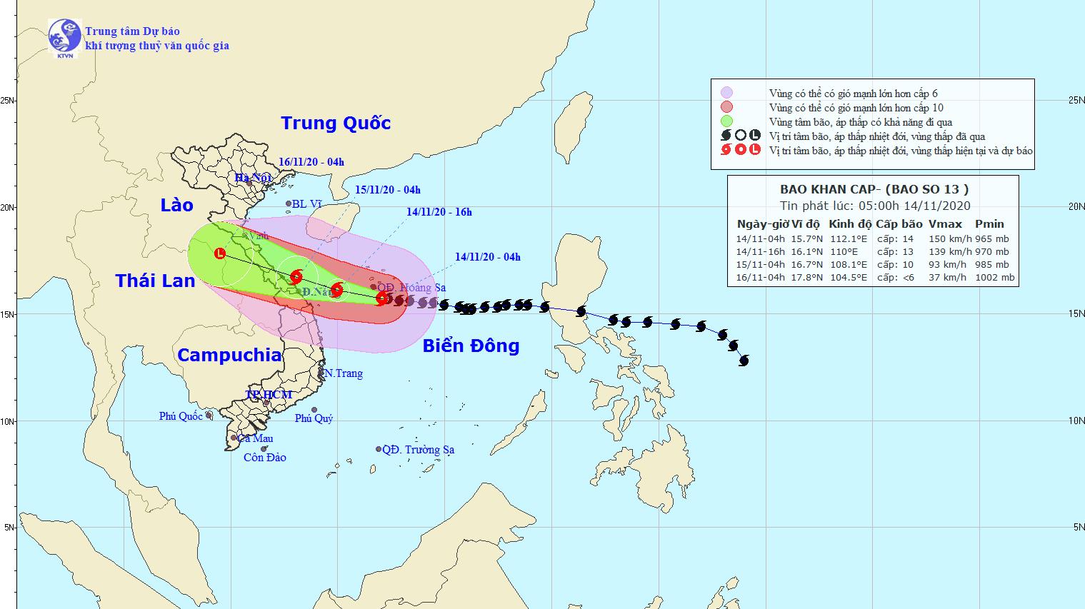 Tin bão mới nhất: Bão số 13 cách Đà Nẵng-Thừa Thiên Huế khoảng 390km về phía Đông