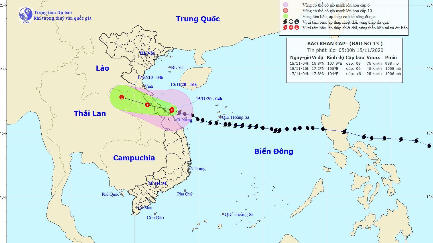 Tin bão mới nhất: Bão số 13 trên vùng biển các tỉnh từ Quảng Bình đến Thừa Thiên Huế