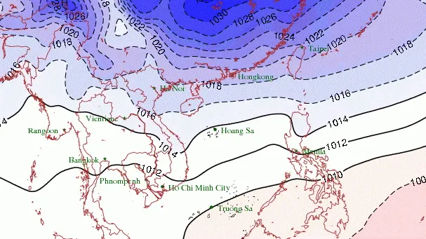 Dự báo thời tiết 10 ngày tới (đêm 22 - 2/12): Không khí lạnh đang về, Bắc bộ có mưa dông