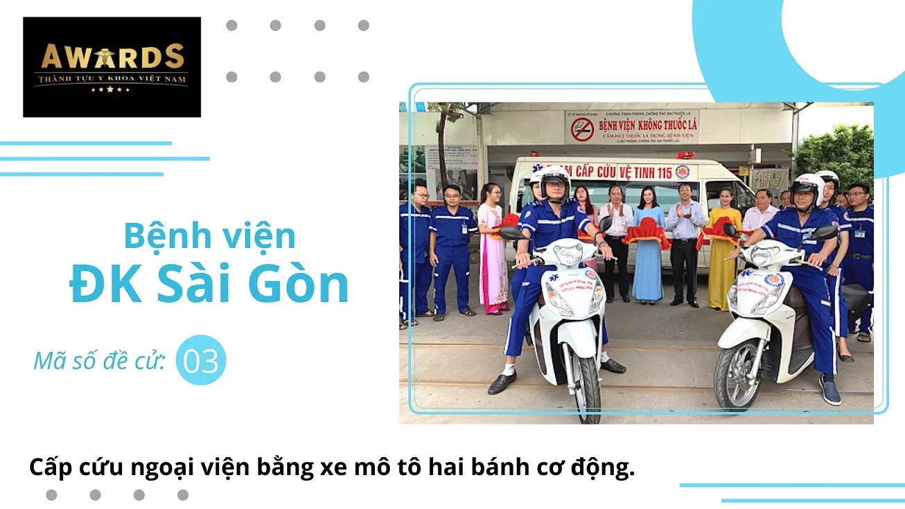 Cấp cứu ngoại viện bằng xe mô tô hai bánh cơ động- BV Đa khoa Sài Gòn