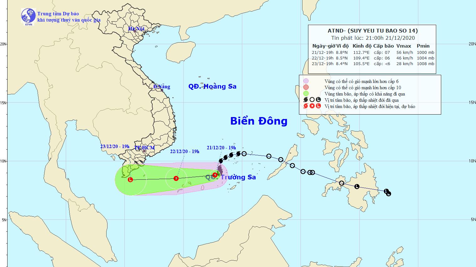 Áp thấp nhiệt đới suy yếu dần, gây mưa lớn diện rộng