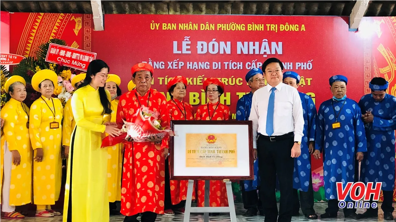 Bình Tân: Đón nhận Bằng xếp hạng Di tích cấp Thành phố đối với Di tích Kiến trúc nghệ thuật Đình Bình Trị Đông