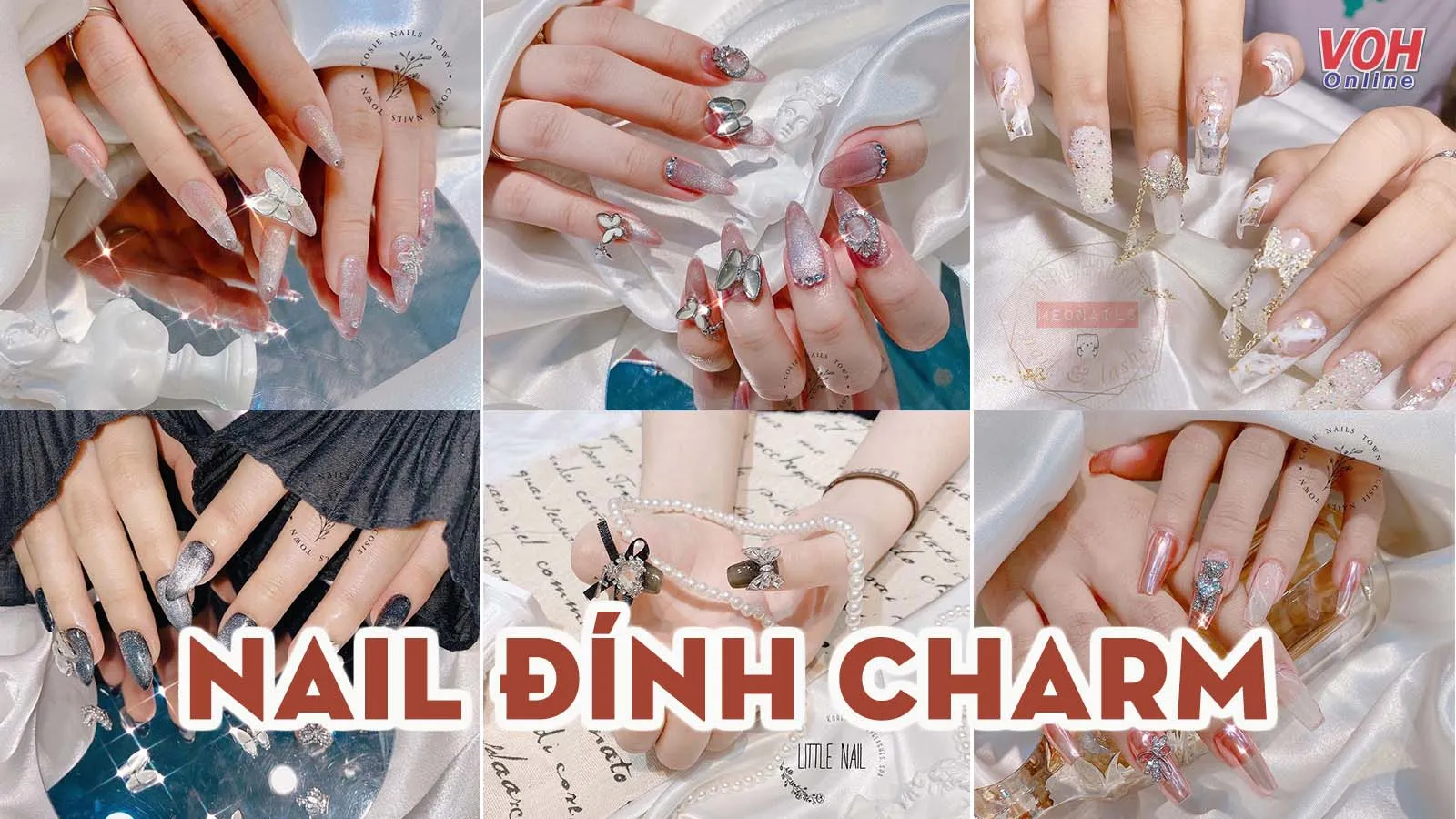 Gợi ý những mẫu nail đính charm xinh xắn, sang chảnh chơi Tết