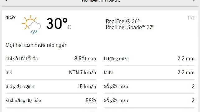 Dự báo thời tiết TPHCM hôm nay 11/2 và ngày mai 12/2: Nắng nhẹ, cả ngày có mưa rào nhỏ rải rác