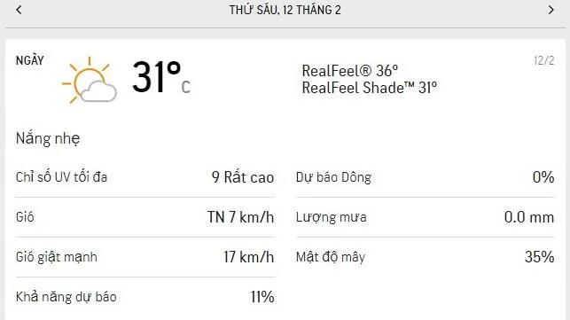 Dự báo thời tiết TPHCM hôm nay 12/2 và ngày mai 13/2: Lượng tia UV ở mức rất nguy hại