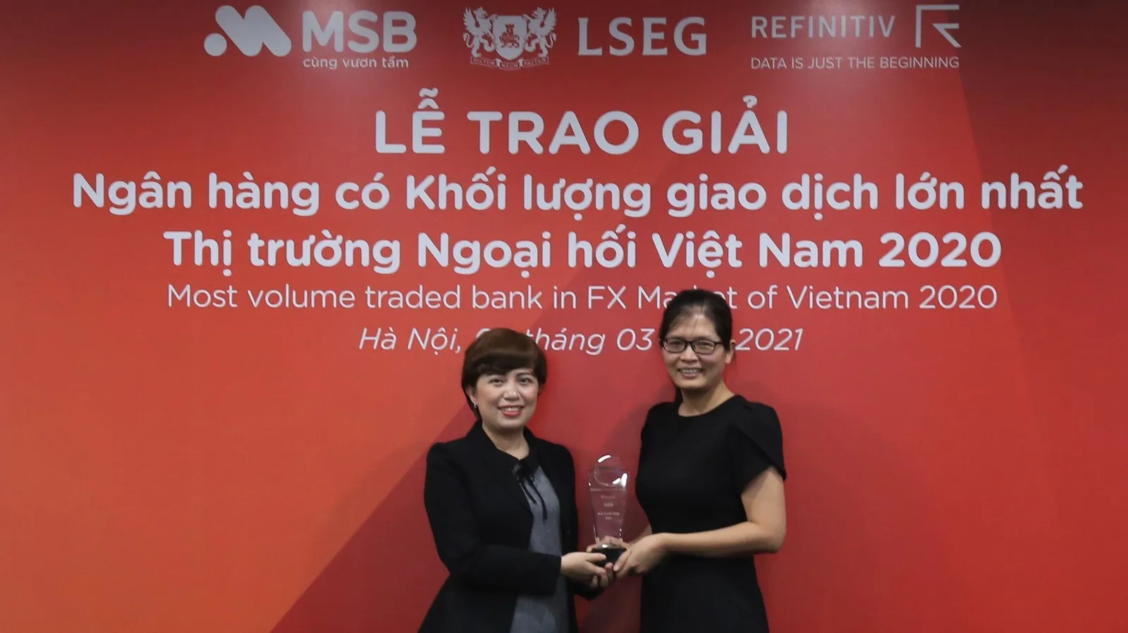 MSB được vinh danh là ngân hàng có khối lượng giao dịch ngoại hối lớn nhất Việt Nam
