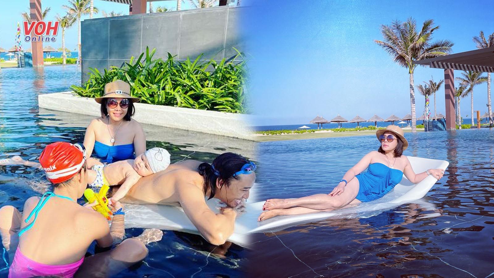 Việt Hương hiếm hoi thả dáng với đồ bơi, khoe sắc vóc quyến rũ bên cạnh chồng và con gái