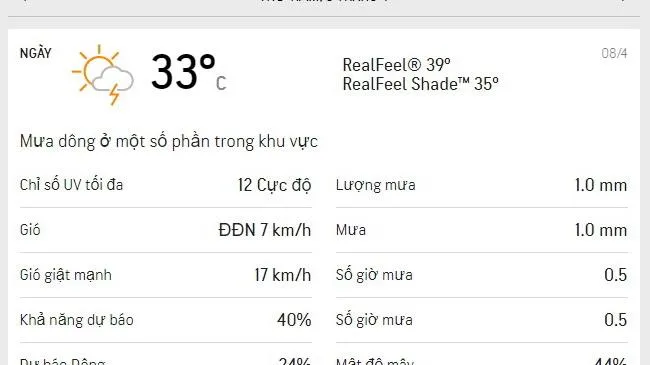 Dự báo thời tiết TPHCM hôm nay 8/4 và ngày mai 9/4/2021: Nhiệt độ cao nhất 33 độ C