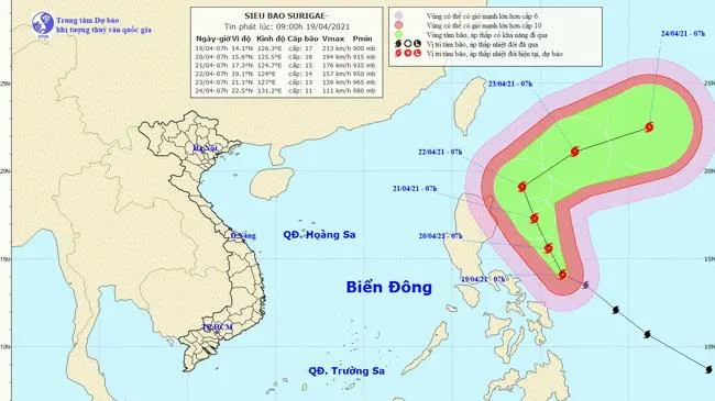 Cảnh giác với siêu bão Surigae mạnh cấp 16 giật trên cấp 17