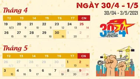 Lịch nghỉ lễ 30/4, 1/5/2021: Đi làm ngày lễ được hưởng mức lương tăng thêm