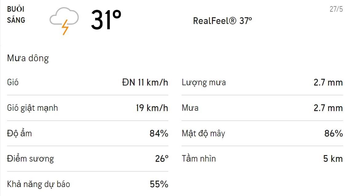 Dự báo thời tiết TPHCM hôm nay 27/5 và ngày mai 28/5: Sáng-chiều có mưa