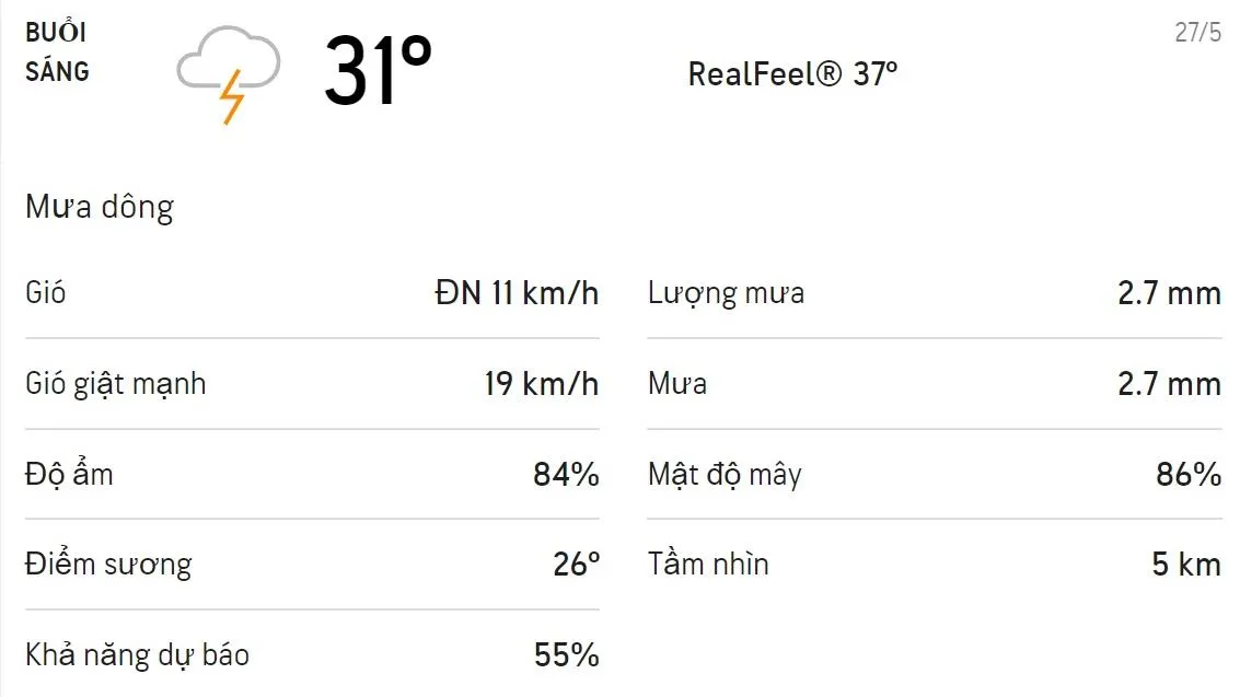 Dự báo thời tiết TPHCM hôm nay 27/5 và ngày mai 28/5: Sáng-chiều có mưa