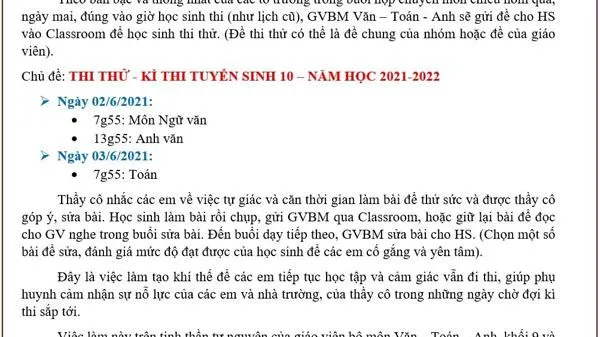 Trường học vẫn tổ chức làm bài thi tuyển sinh lớp 10 online sau quyết định hoãn thi