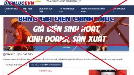 Cảnh báo trang web giả mạo thương hiệu Tập đoàn Điện lực Việt Nam - EVN